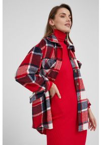 Answear Lab kurtka z wełną kolor czerwony przejściowy. Kolor: czerwony. Materiał: wełna. Styl: wakacyjny