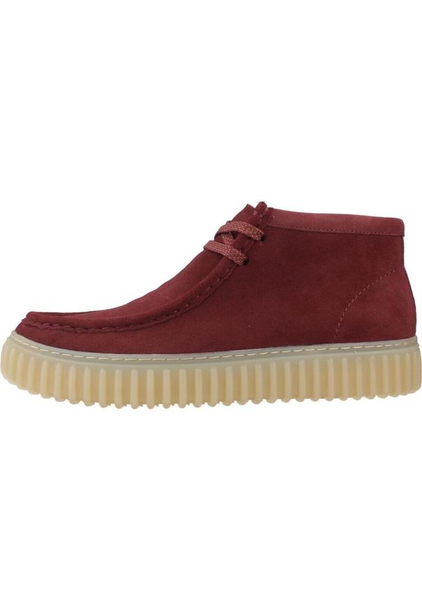 Clarks - Buty CLARKS TORHILL HI Bordeaux. Kolor: czerwony. Materiał: skóra, tkanina. Sport: turystyka piesza