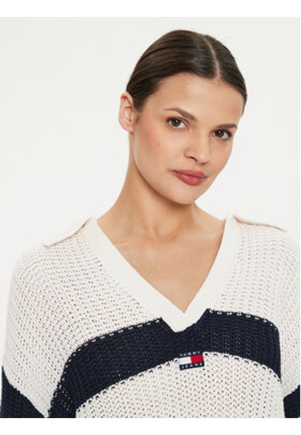 Tommy Jeans Sweter Rugby DW0DW18523 Écru Relaxed Fit. Materiał: syntetyk