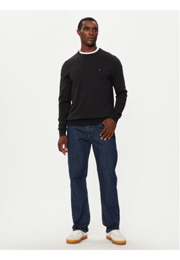 TOMMY HILFIGER - Tommy Hilfiger Sweter Essential MW0MW14748 Czarny Regular Fit. Kolor: czarny. Materiał: bawełna