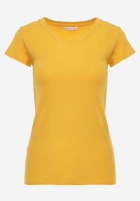 Renee - Żółty T-shirt Mirasura. Kolor: żółty. Materiał: dzianina. Długość rękawa: krótki rękaw. Długość: krótkie. Wzór: gładki #8