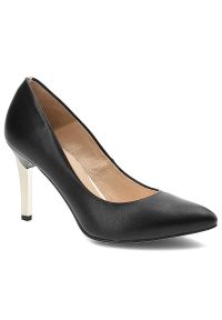 DAMISS - Czarne Czółenka Damiss Eleganckie Buty Damskie Na Szpilce. Okazja: do pracy, na spotkanie biznesowe. Kolor: czarny. Materiał: skóra. Szerokość cholewki: normalna. Wzór: gładki. Obcas: na szpilce. Styl: elegancki. Wysokość obcasa: średni