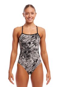 FUNKITA - Strój kąpielowy damski Funkita Pans Picture Single Strap. Kolor: szary, biały, wielokolorowy. Materiał: poliester. Wzór: nadruk