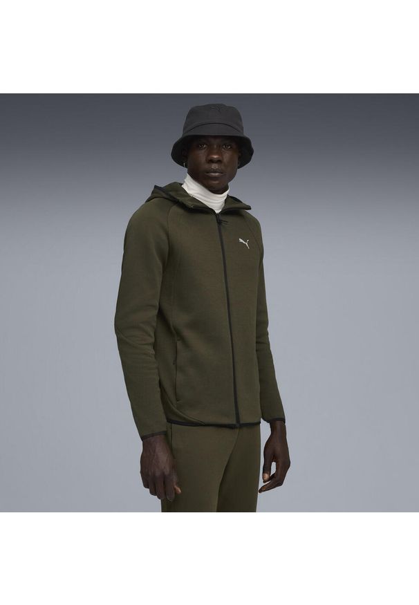 Puma - Męska bluza Evostripe z kapturem PUMA. Typ kołnierza: kaptur. Kolor: zielony. Sport: bieganie