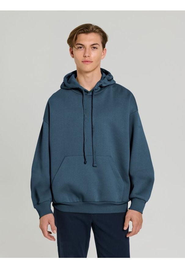 Sinsay - Bluza hoodie comfort fit - niebieski. Kolor: niebieski