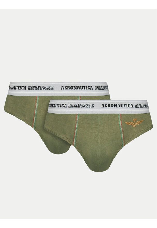 Aeronautica Militare Komplet slipów AM1USL002 Khaki. Kolor: brązowy. Materiał: bawełna