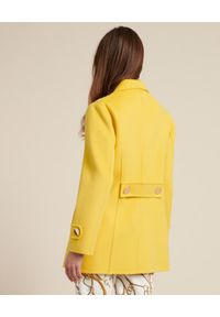 Luisa Spagnoli - LUISA SPAGNOLI - Żółta kurtka z mieszanki wełny VIRNA. Kolor: żółty. Materiał: wełna. Długość rękawa: długi rękaw. Długość: długie