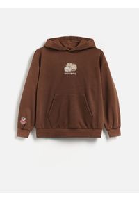 Reserved - Bluza Pusheen z aplikacją - ciemnobrązowy. Kolor: brązowy. Materiał: bawełna, dzianina. Wzór: aplikacja #1