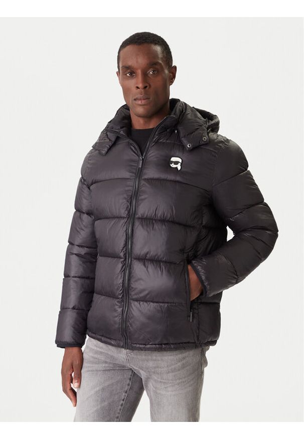 Karl Lagerfeld - KARL LAGERFELD Kurtka zimowa 505022 554590 Czarny Regular Fit. Typ kołnierza: dekolt w karo. Kolor: czarny. Materiał: syntetyk. Sezon: zima