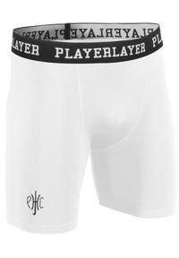 POWERLAYER - Elastyczne szorty dla chłopców PlayerLayer - Komfort i Styl. Kolor: biały. Materiał: lycra, nylon. Długość: krótkie. Sezon: lato. Styl: sportowy