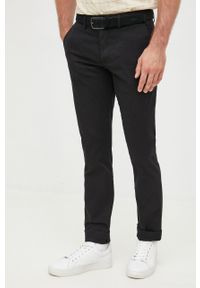 TOMMY HILFIGER - Tommy Hilfiger spodnie męskie kolor czarny w fasonie chinos. Kolor: czarny. Materiał: bawełna