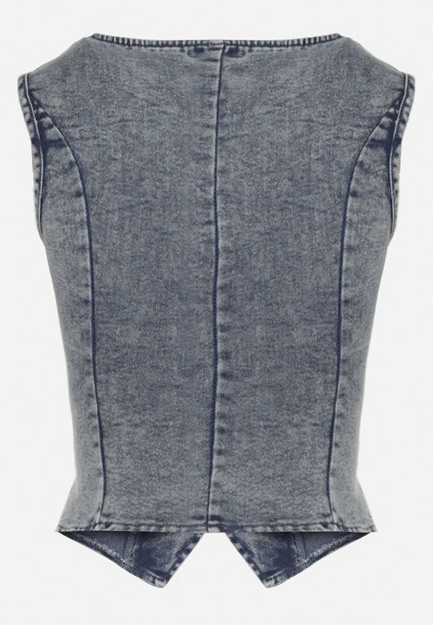 Born2be - Niebieska Jeansowa Kamizelka z Bawełną i Imitacją Kieszeni Maitera. Okazja: na co dzień. Kolor: niebieski. Materiał: jeans, bawełna. Sezon: lato, wiosna. Styl: casual, sportowy, boho