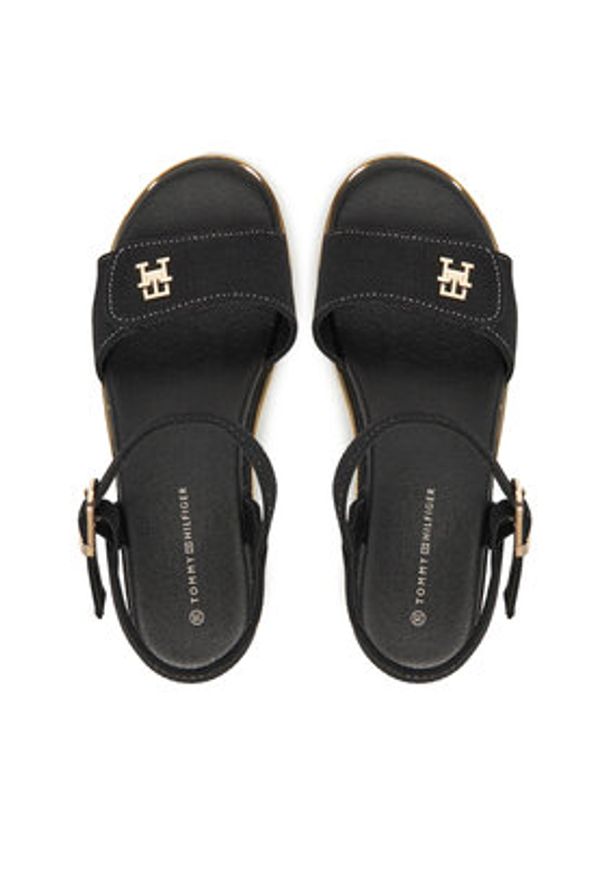 TOMMY HILFIGER - Tommy Hilfiger Sandały T3A2-33788-1828 S Czarny. Kolor: czarny. Materiał: materiał
