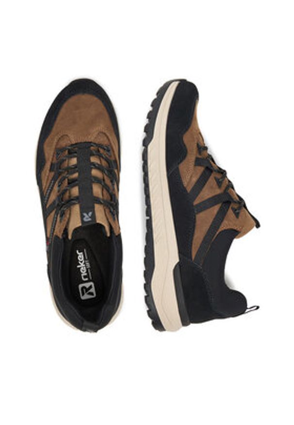 Rieker Sneakersy U0104-20 Brązowy. Kolor: brązowy. Materiał: skóra, zamsz