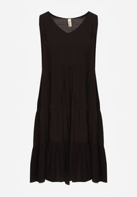 Renee - Czarna Bawełniana Sukienka o Rozkloszowanym Kroju Bez Rękawów Gladea. Okazja: na co dzień, na randkę. Kolor: czarny. Materiał: bawełna. Długość rękawa: bez rękawów. Sezon: jesień, lato. Typ sukienki: proste. Styl: elegancki, casual #8