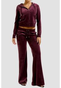 Juicy Couture - JUICY COUTURE Fioletowa damska bluza Robertson Hoodie, Rozmiar M. Kolor: fioletowy. Materiał: elastan, poliester #4