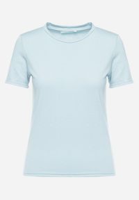 Born2be - Jasnoniebieski Gładki T-shirt z Krótkim Rękawem Elldora. Okazja: na co dzień. Kolor: niebieski. Materiał: bawełna, jeans. Długość rękawa: krótki rękaw. Długość: krótkie. Wzór: gładki. Styl: casual #6