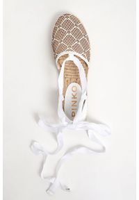Pinko - Espadryle Angelica PINKO. Materiał: skóra. Wzór: ażurowy, gładki, napisy #6