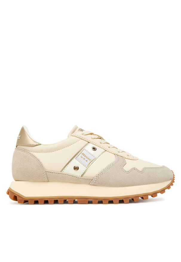 Blauer Sneakersy F5MILLEN03/LES Écru. Materiał: skóra