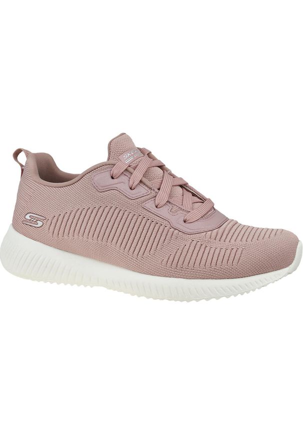 skechers - Buty sportowe Sneakersy damskie, Skechers Bobs Squad. Zapięcie: sznurówki. Kolor: różowy. Materiał: materiał, syntetyk, tkanina. Szerokość cholewki: normalna. Sport: turystyka piesza