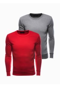 Ombre Clothing - Zestaw bluz bawełnianych bez kaptura 2-pak - mix V3 - Rozmiar: XXL. Okazja: na co dzień. Typ kołnierza: bez kaptura. Kolor: szary. Materiał: bawełna. Wzór: melanż. Styl: klasyczny, casual