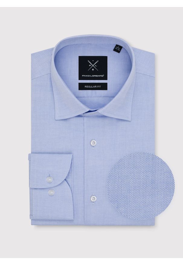 Pako Lorente - PAKO LORENTE – Niebieska koszula męska z długim rękawem. Kolor: niebieski. Materiał: bawełna. Długość rękawa: długi rękaw. Długość: długie. Wzór: gładki