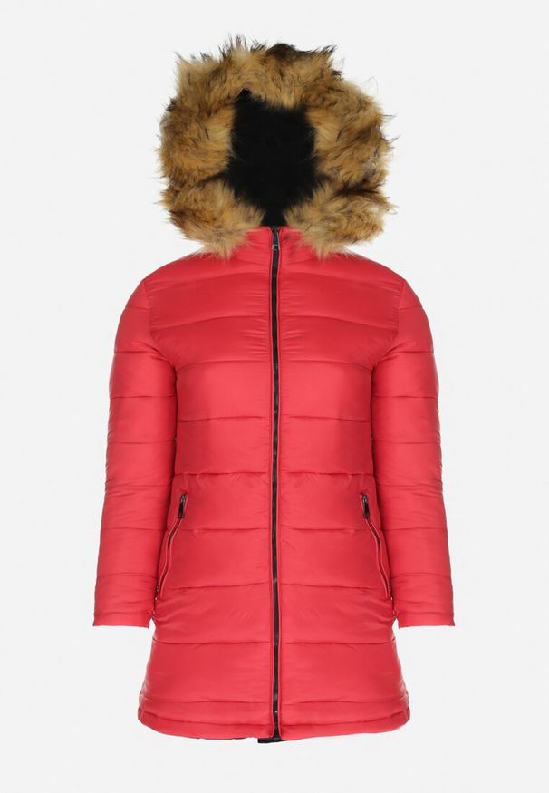 Born2be - Czarno-Czerwona Kurtka Parka Dwustronna Sikave. Okazja: na spacer, na co dzień, na randkę. Kolor: czarny. Materiał: futro, tkanina, jeans. Długość rękawa: długi rękaw. Długość: długie. Sezon: jesień, zima. Styl: elegancki, casual