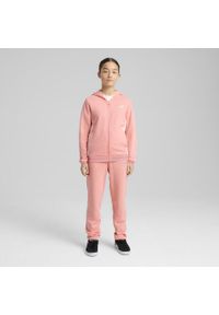 Puma - Młodzieżowy dres z kapturem i metalicznym wykończeniem PUMA Pink Fruit. Kolor: różowy. Materiał: dresówka. Styl: młodzieżowy