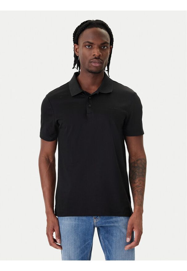 Calvin Klein Polo Birdseye LV04LF208G Czarny Regular Fit. Typ kołnierza: polo. Kolor: czarny. Materiał: bawełna
