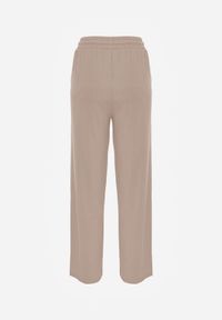Renee - Beżowe Prążkowane Spodnie High Waist z Szerokimi Nogawkami Ginorria. Stan: podwyższony. Kolor: beżowy. Materiał: prążkowany. Długość: krótkie. Sezon: lato #7