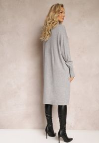 Renee - Szara Sukienka Sweterkowa o Pudełkowym Fasonie Horrene. Kolor: szary. Materiał: dzianina, nylon, wiskoza. Długość rękawa: długi rękaw. Wzór: gładki #3