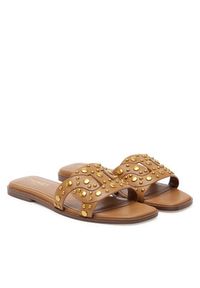 TwinSet - TWINSET Klapki 251TGT072 Brązowy. Kolor: brązowy. Materiał: skóra