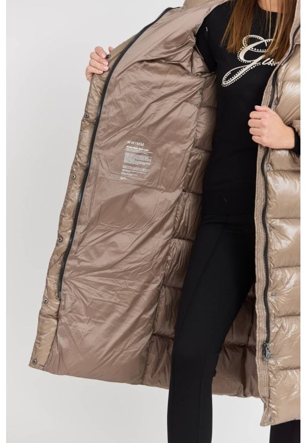Hetrego - HETREGO Beżowy damski płaszcz puchowy Tara Woman Oversized Quilted Coat, Rozmiar 40 EU - 44 IT. Kolor: beżowy. Materiał: puch. Długość rękawa: długi rękaw. Długość: długie