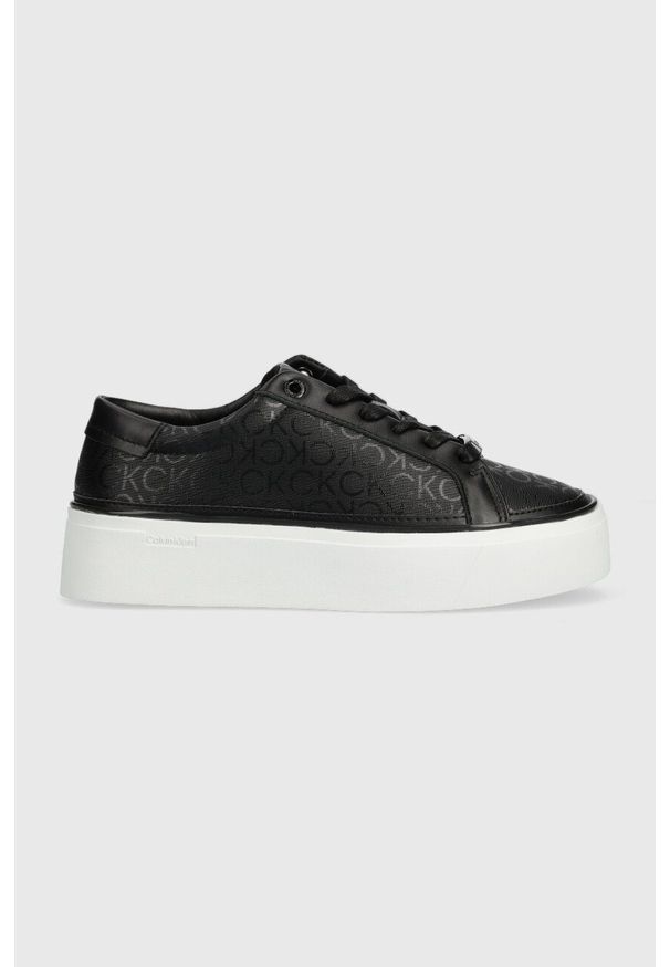 Calvin Klein sneakersy FLATFORM CUPSOLE LACE UP-EPI MN kolor czarny HW0HW01670. Zapięcie: sznurówki. Kolor: czarny. Materiał: skóra, guma. Obcas: na platformie