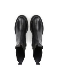 Kazar - Skórzane botki na klocku z elastycznymi wstawkami. Kolor: czarny. Materiał: tkanina, skóra. Szerokość cholewki: normalna. Obcas: na obcasie. Wysokość obcasa: niski #6