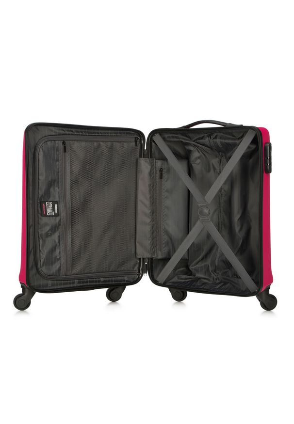 Wittchen - Walizka kabinowa z ABS-u żłobiona. Kolor: różowy. Materiał: guma. Styl: klasyczny