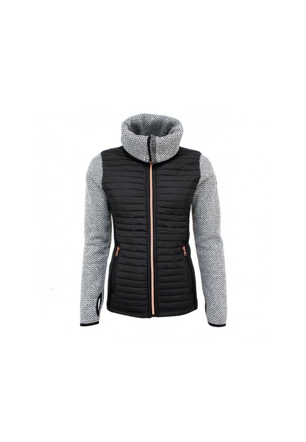 PEAK MOUNTAIN - Damski polar z pikowanymi wstawkami Peak Mountain. Kolor: czarny. Materiał: polar. Sport: turystyka piesza