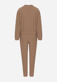 Born2be - Brązowy Komplet Dresowy Bluza Rozpinana i Spodnie Slim w Stylu Utility Telavienna. Kolor: brązowy. Materiał: dresówka #6