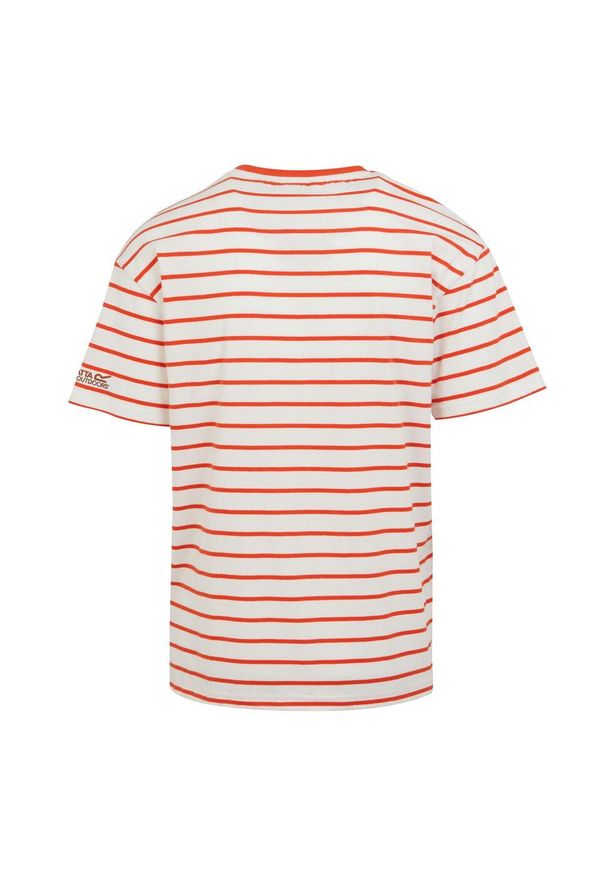 Regatta - T-shirt Męski Paski Shorebay II. Kolor: pomarańczowy, biały, wielokolorowy. Wzór: paski