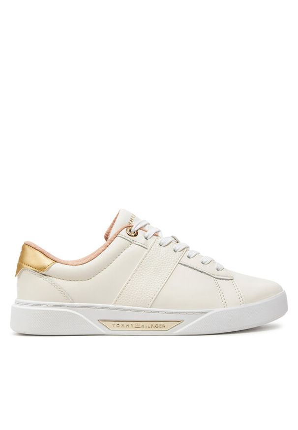 TOMMY HILFIGER - Tommy Hilfiger Sneakersy Chic Panel Court Sneaker FW0FW07998 Écru. Materiał: skóra