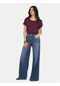 only - ONLY T-Shirt Moster 15106662 Bordowy Regular Fit. Kolor: czerwony. Materiał: wiskoza #3