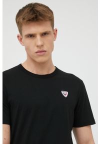Rossignol t-shirt bawełniany kolor czarny z aplikacją. Kolor: czarny. Materiał: bawełna. Wzór: aplikacja