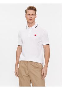 Hugo Polo Deresino232 50490775 Biały Slim Fit. Typ kołnierza: polo. Kolor: biały. Materiał: bawełna