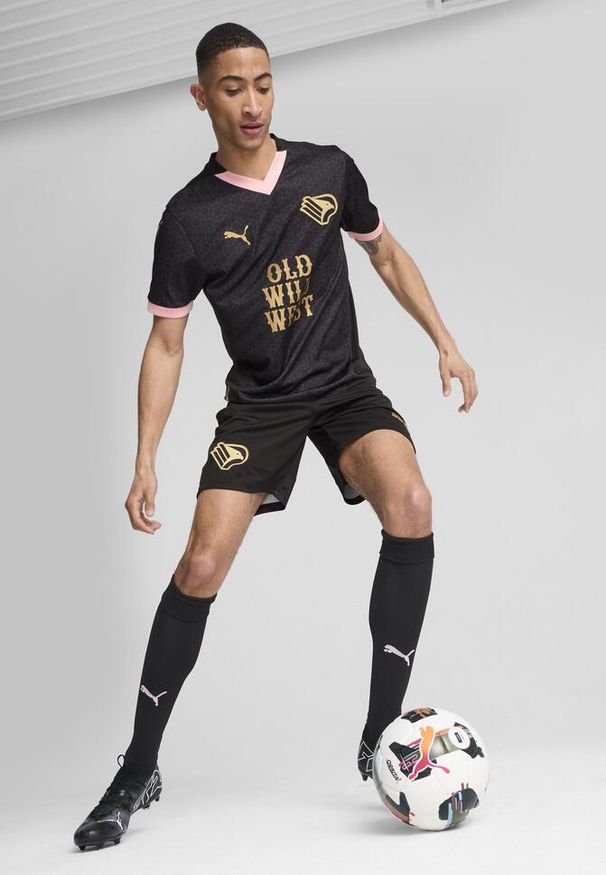 Puma - Męskie szorty wyjazdowe Palermo F.C. 24/25 PUMA Black Gold. Kolor: czarny, wielokolorowy, żółty