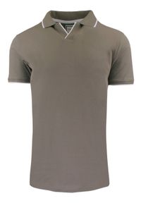 Oryginalna Koszulka Polo - Brave Soul - Taupe (Beż z Szarością). Okazja: na co dzień. Typ kołnierza: polo. Kolor: wielokolorowy, beżowy, brązowy. Materiał: bawełna. Styl: casual