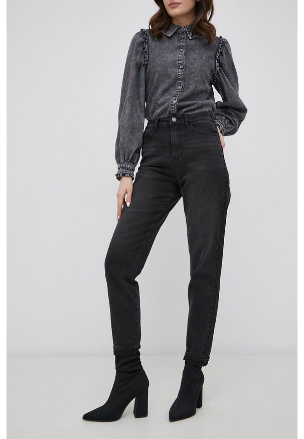 Vila Jeansy damskie high waist. Stan: podwyższony. Kolor: szary