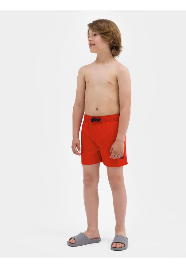 4f - 4F Spodenki plażowe boardshorty chłopięce 152 (11-12 lat). Okazja: na plażę. Kolor: czerwony. Materiał: włókno, elastan, tkanina. Sezon: lato