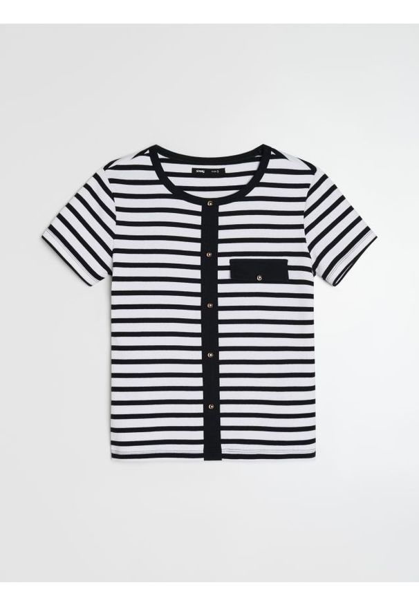 Sinsay - Bawełniana koszulka w paski - wielobarwny. Materiał: bawełna. Wzór: paski