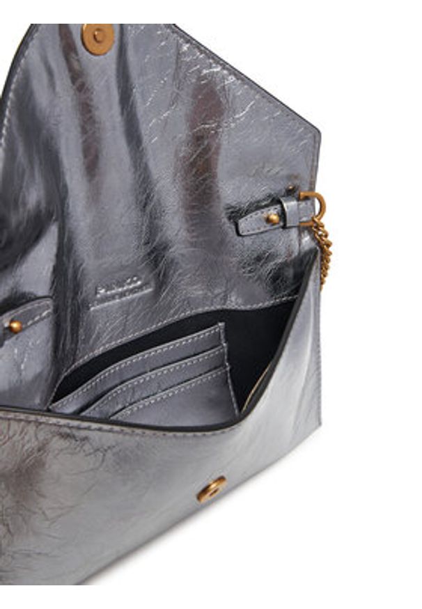 Pinko - PINKO Torebka Flat Purse Mini AI 25-26 PCPL 105347 A2OT Srebrny. Kolor: srebrny. Materiał: skórzane