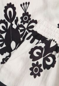 Born2be - Beżowo-Czarny Komplet w Stylu Rustykalnym Koszula i Szorty Tosmire. Kolor: beżowy. Materiał: wiskoza, tkanina #4